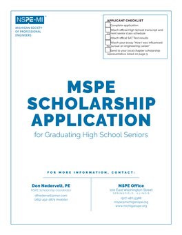 MSPE SCHOLARSHIP APPLICATION for Graduating High School Seniors
