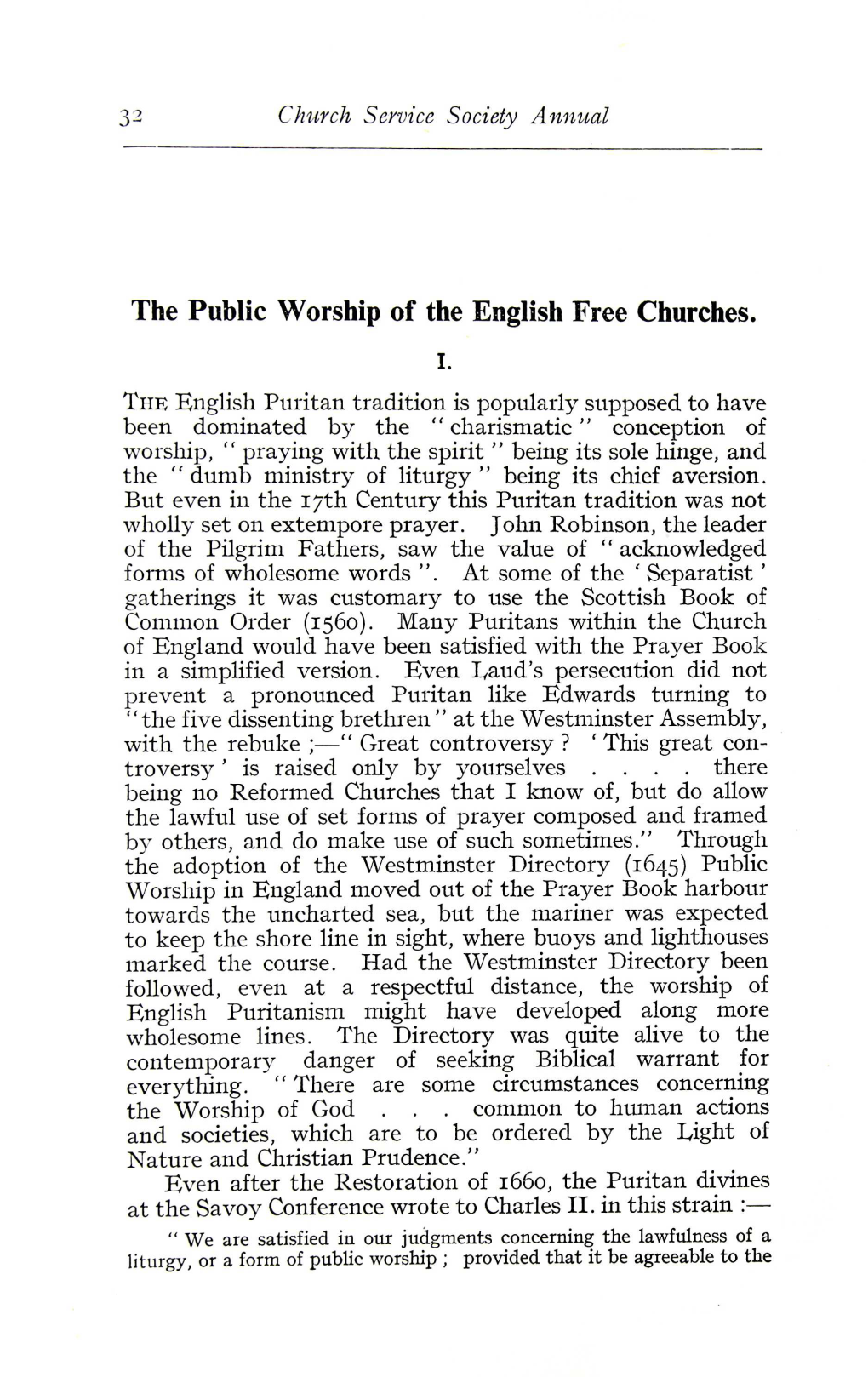 The Public Worship of the English Free Churches