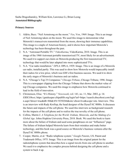 Sasha Dragoshanskiy, William Kim, Lawrence Li, Brian Leong Annotated Bibliography