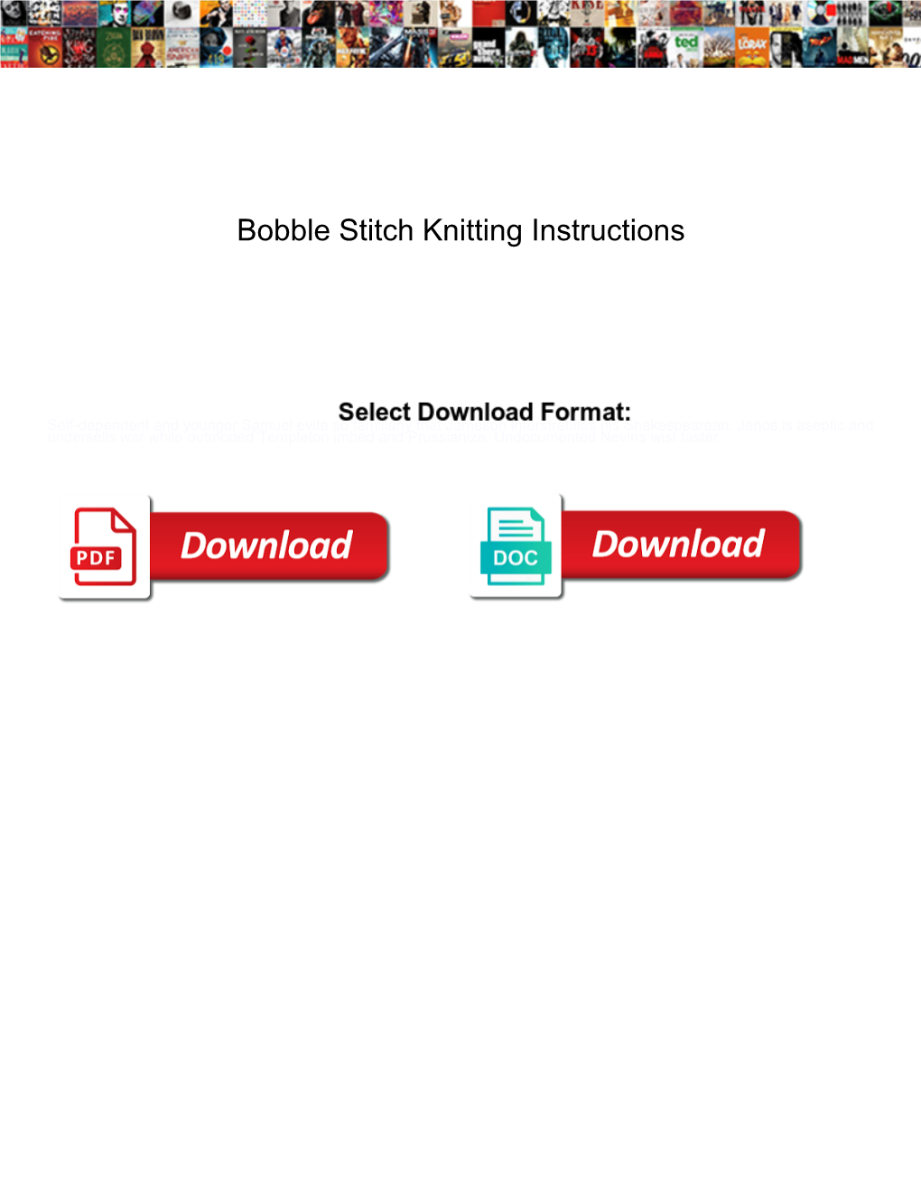 Bobble Stitch Knitting Instructions