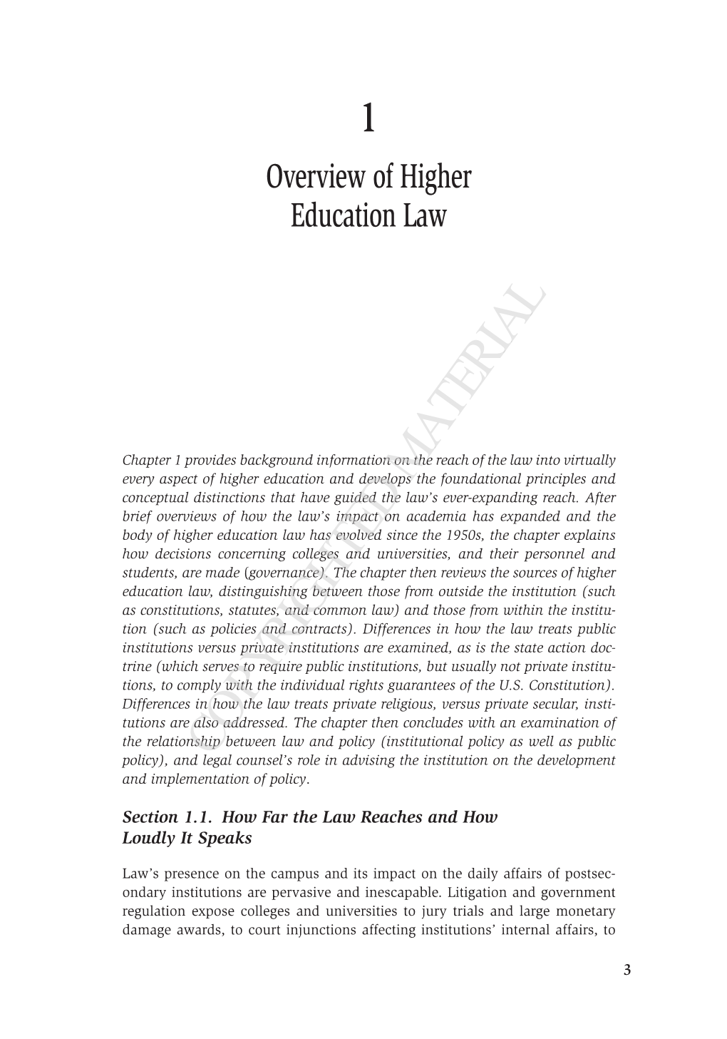 Chapter 1: Overview of Higher Education Law: Student Version