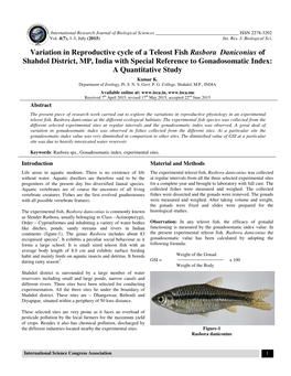 Variation in Reproductive Cycle of a Teleost Fish Rasbora Daniconius Of