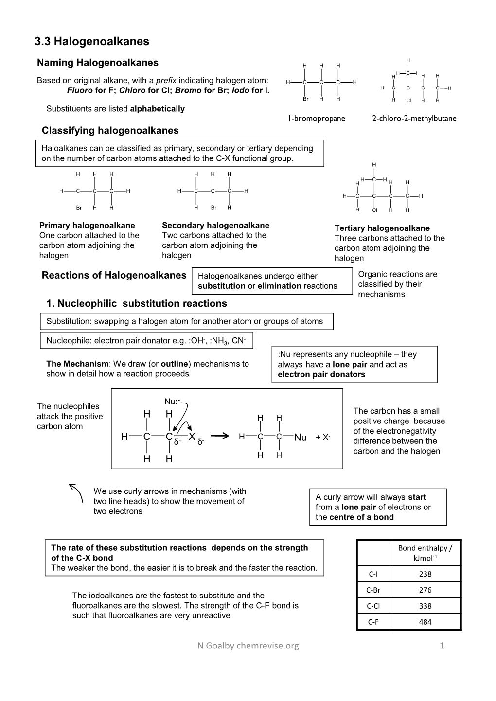 3.3 Halogenoalkanes