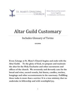 Altar Guild Customary Includes Glossary of Terms