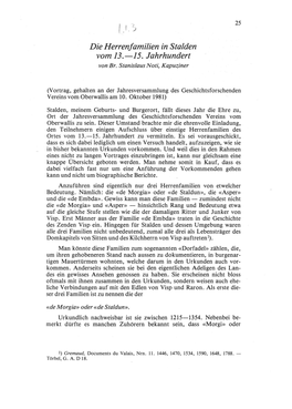 Die Herrenfamilien in Stalden Vom 13.—75. Jahrhundert Von Br