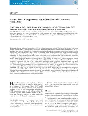Human African Trypanosomiasis in Non-Endemic Countries (2000-2010)
