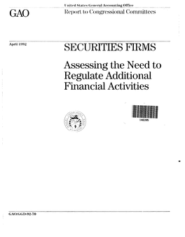 GGD-92-70 Securities Firms: Assessing the Need to Regulate