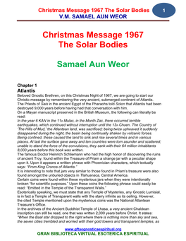 Christmas Message 1967 the Solar Bodies Samael Aun Weor