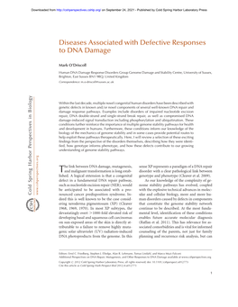 Diseases Associated with Defective Responses to DNA Damage