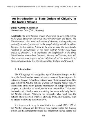 An Introduction to State Orders of Chivalry in the Nordic Nations