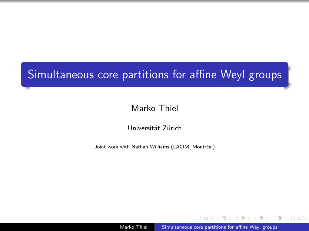 Simultaneous Core Partitions for Affine Weyl Groups