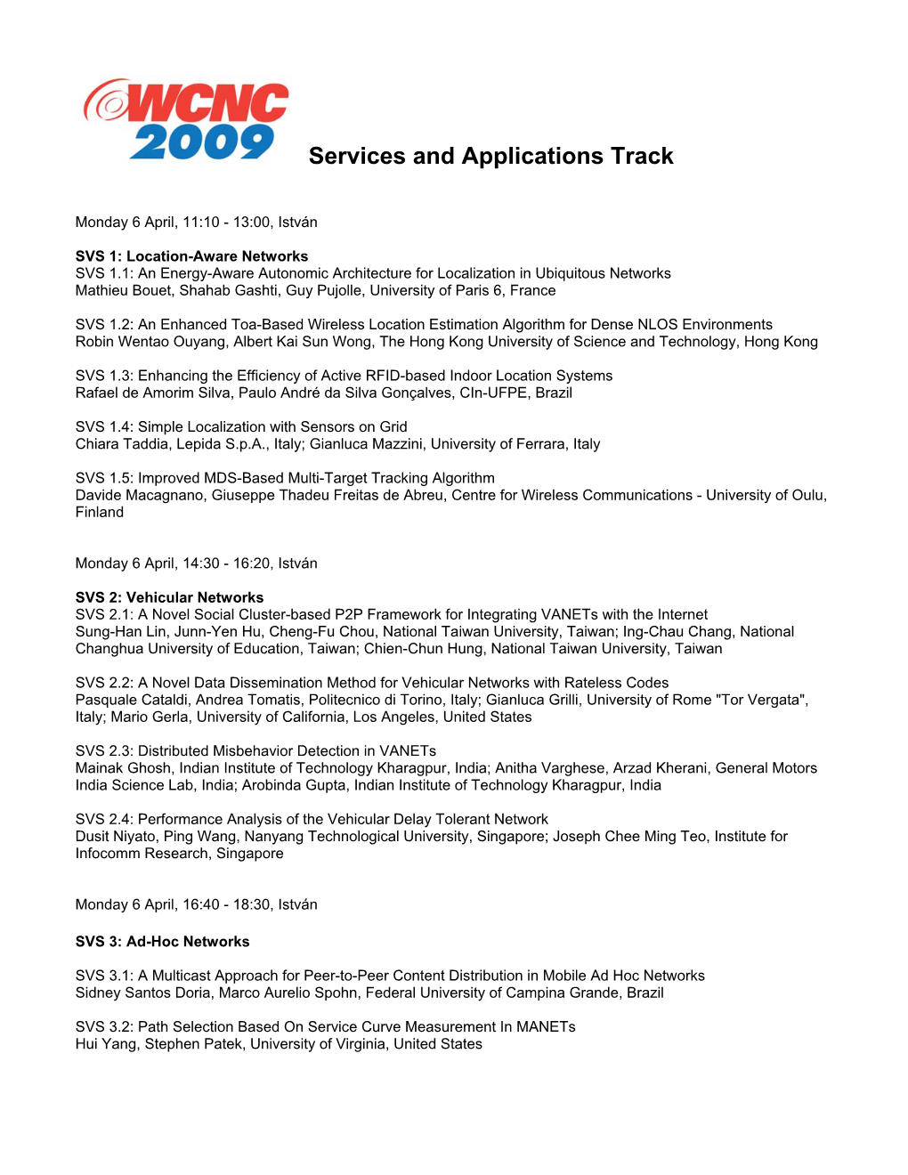 Services and Applications Track