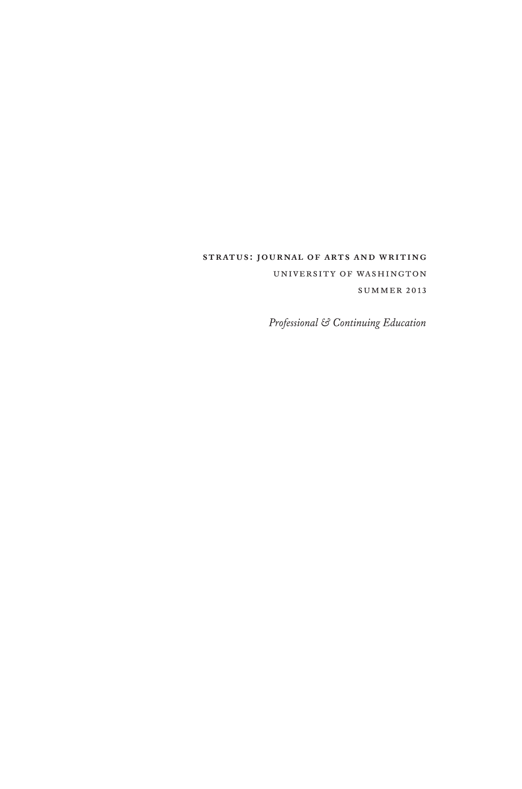 Stratus: Journal of Arts and Writing University of Washington Summer 2013