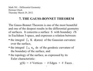 7. the Gauss-Bonnet Theorem