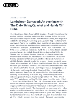 Lambchop - Damaged: an Evening with the Dafo String Quartet and Hands Off Cuba