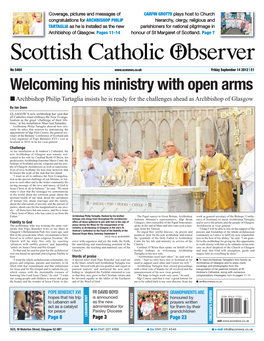 Pope Benedict XVI’S Visit to Scotland in 2010, to Be His Vicar General