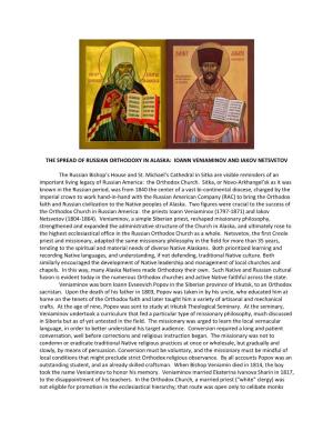The Spread of Russian Orthodoxy in Alaska: Ioann Veniaminov and Iakov Netsvetov