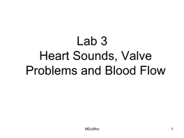Lab 3 Heart Sounds, Valve Problems and Blood Flow
