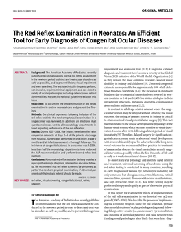 The Red Reflex Examination in Neonates: an Efficient Tool for Early Diagnosis