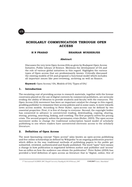 Scholarly Communication Through Open Access