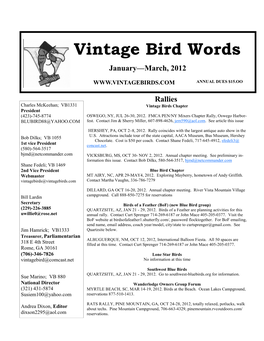 Vintage Bird Words January—March, 2012