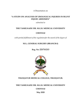 A Dissertation on “A STUDY on ANALYSIS of UROLOGICAL