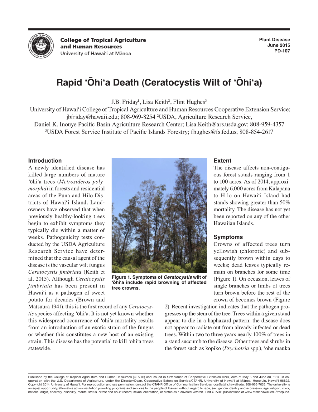 Rapid Ohia Death CTAHR Pub June2015