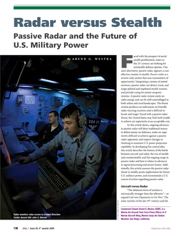 Radar Versus Stealth Passive Radar and the Future of U.S