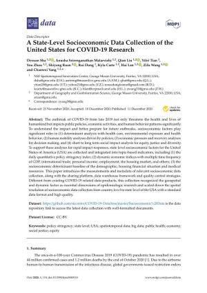 A State-Level Socioeconomic Data Collection of the United States for COVID-19 Research