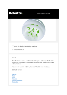 COVID-19 Global Mobility Update