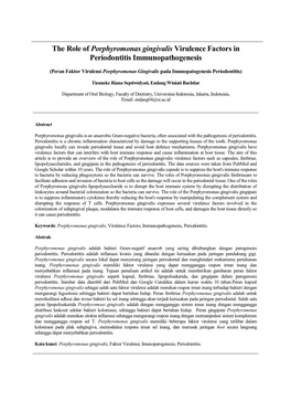 The Role of Porphyromonas Gingivalis Virulence Factors in Periodontitis Immunopathogenesis