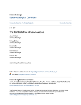 The Kerf Toolkit for Intrusion Analysis