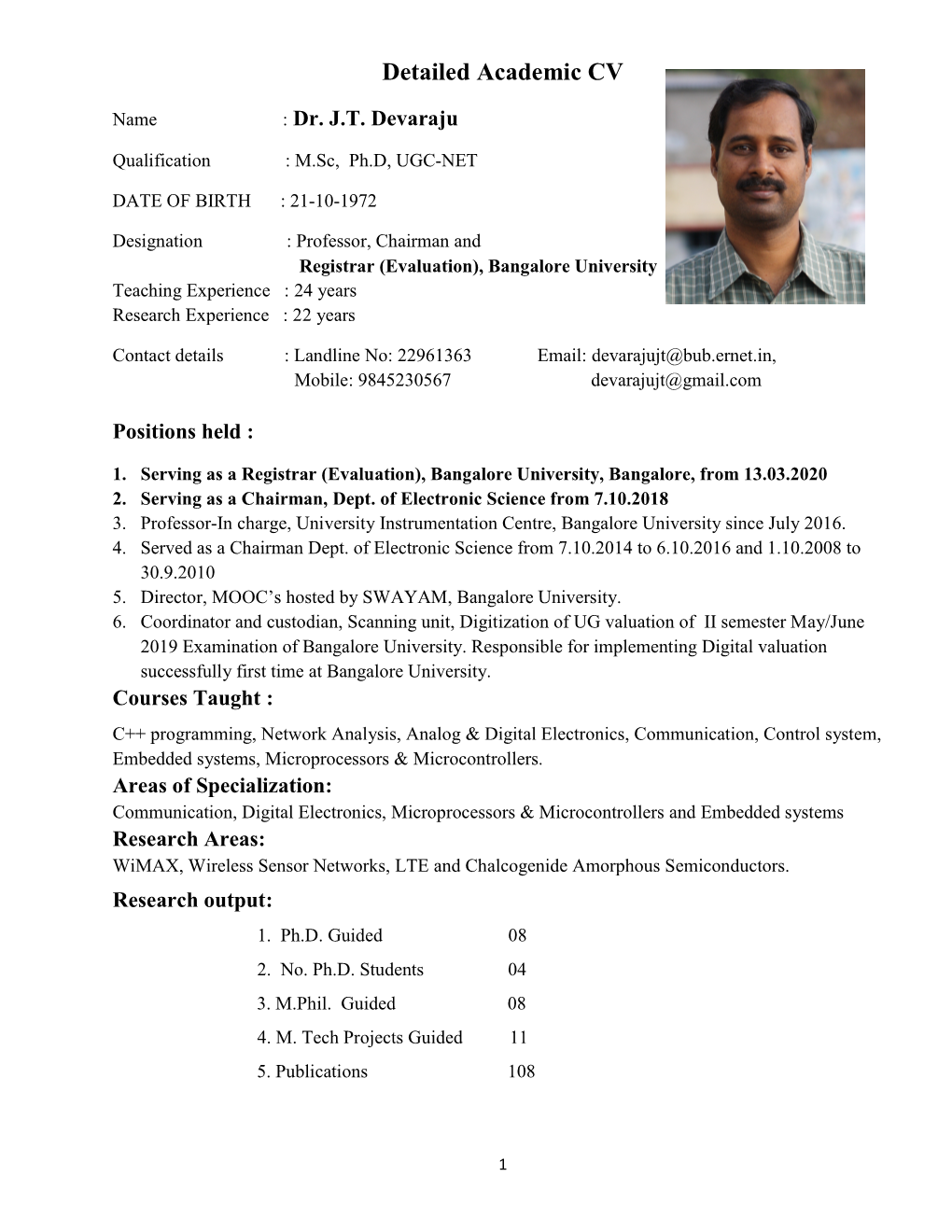 Detailed Academic CV