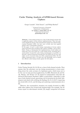 Cache Timing Analysis of LFSR-Based Stream Ciphers