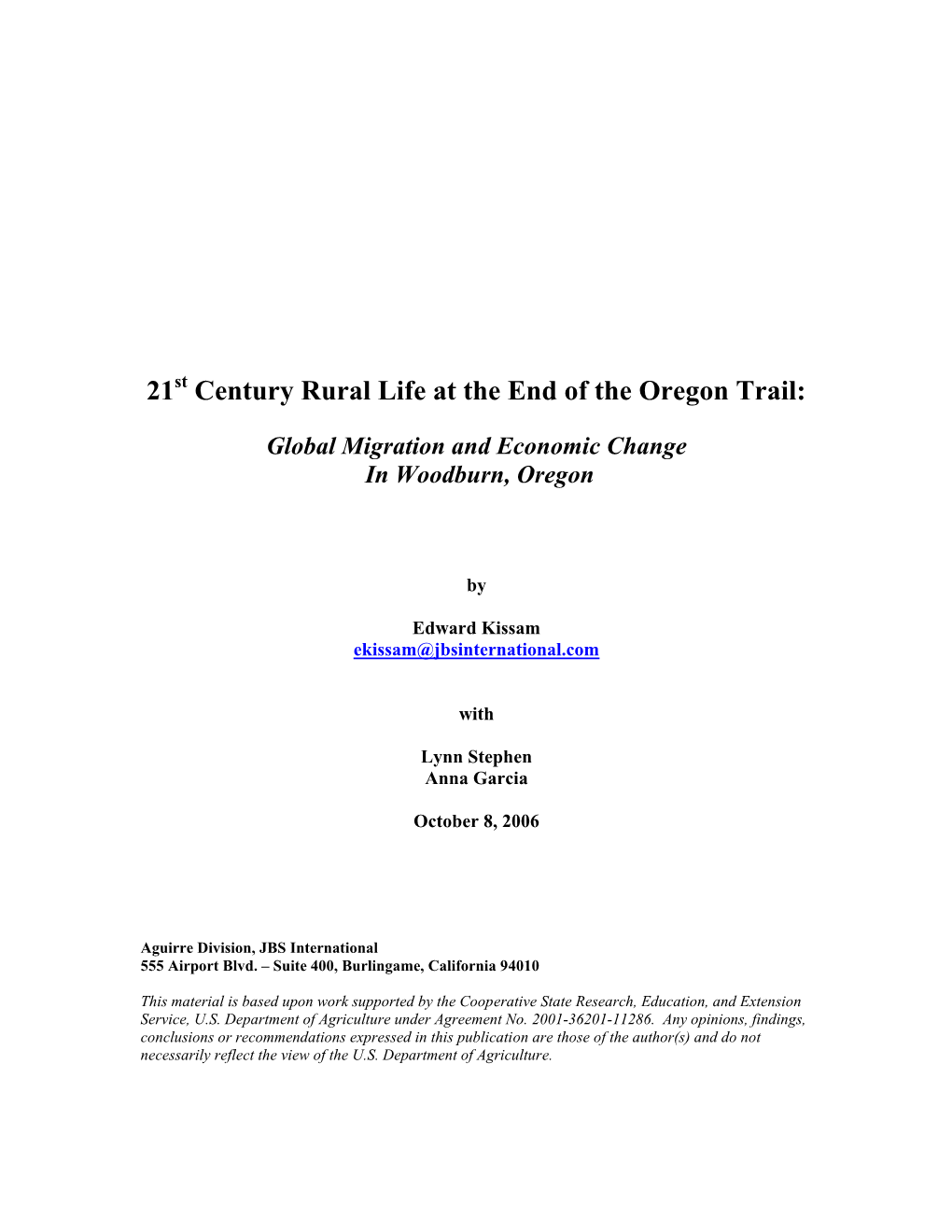 Global Migration and Economic Change in Woodburn, Oregon