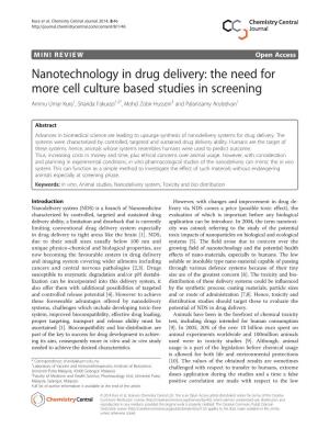Nanotechnology in Drug Delivery: the Need for More Cell Culture Based