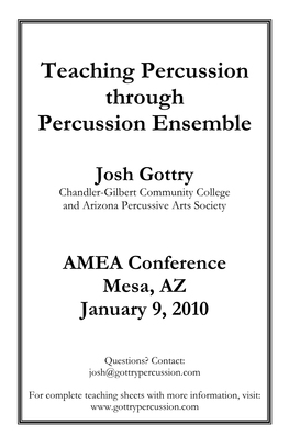 Teaching Through Percussion Ensemble