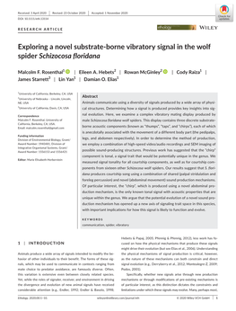 Exploring a Novel Substrate‐Borne Vibratory Signal in the Wolf Spider Schizocosa Floridana