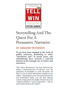 Storytelling and the Quest for a Persuasive Narrative