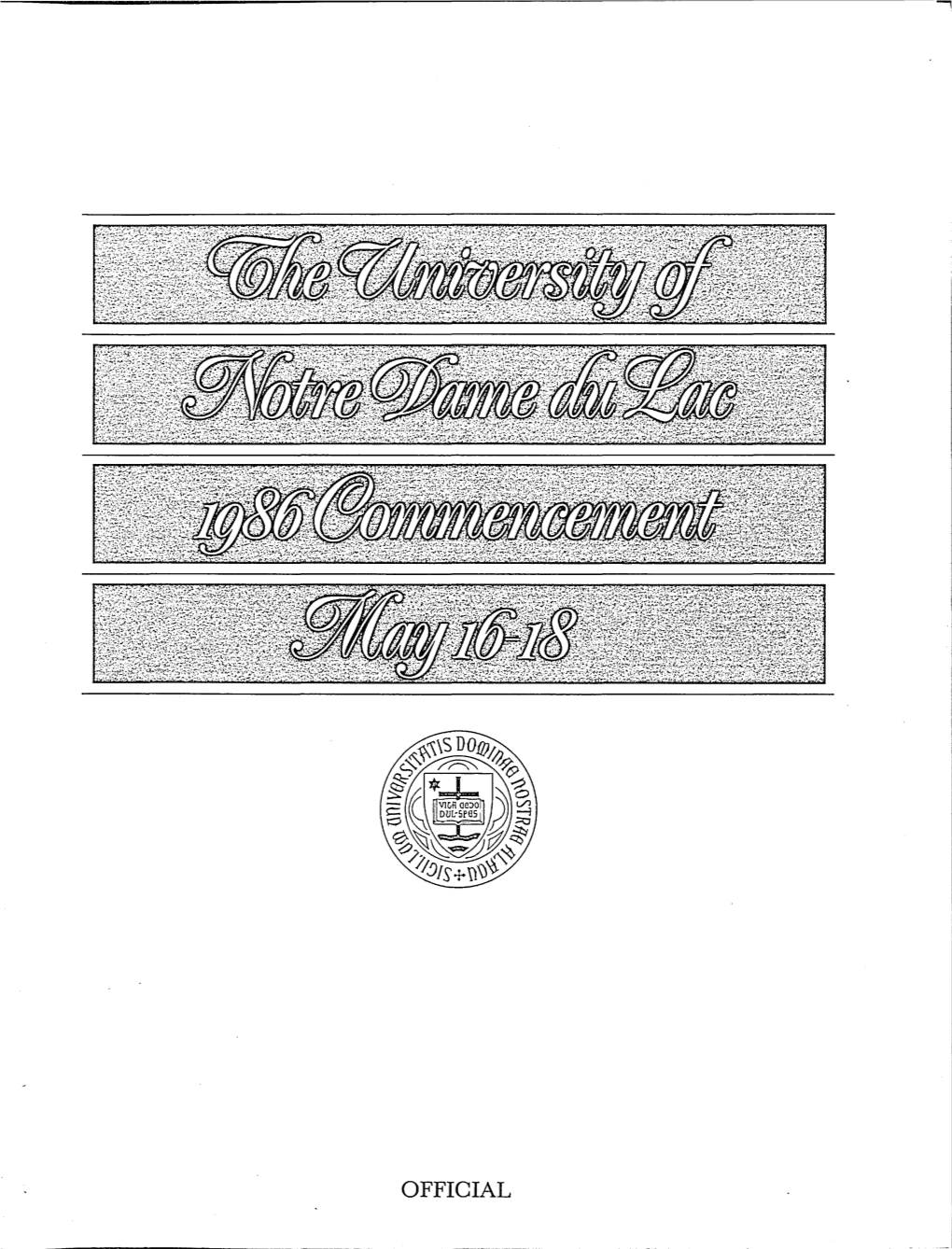 University of Notre Dame Commencement Program