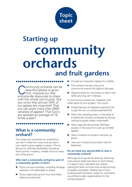Community Orchards and Fruit Gardens •••••••••••••••••••••••• U Provide an Important Habitat for Wildlife