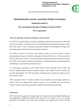 Multiculturalism and the Australian Muslim Community