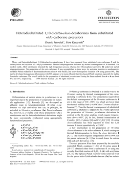 Heterodisubstituted 1,10-Dicarba-Closo-Decaboranes