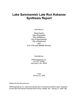 Lake Sammamish Late Run Kokanee Synthesis Report