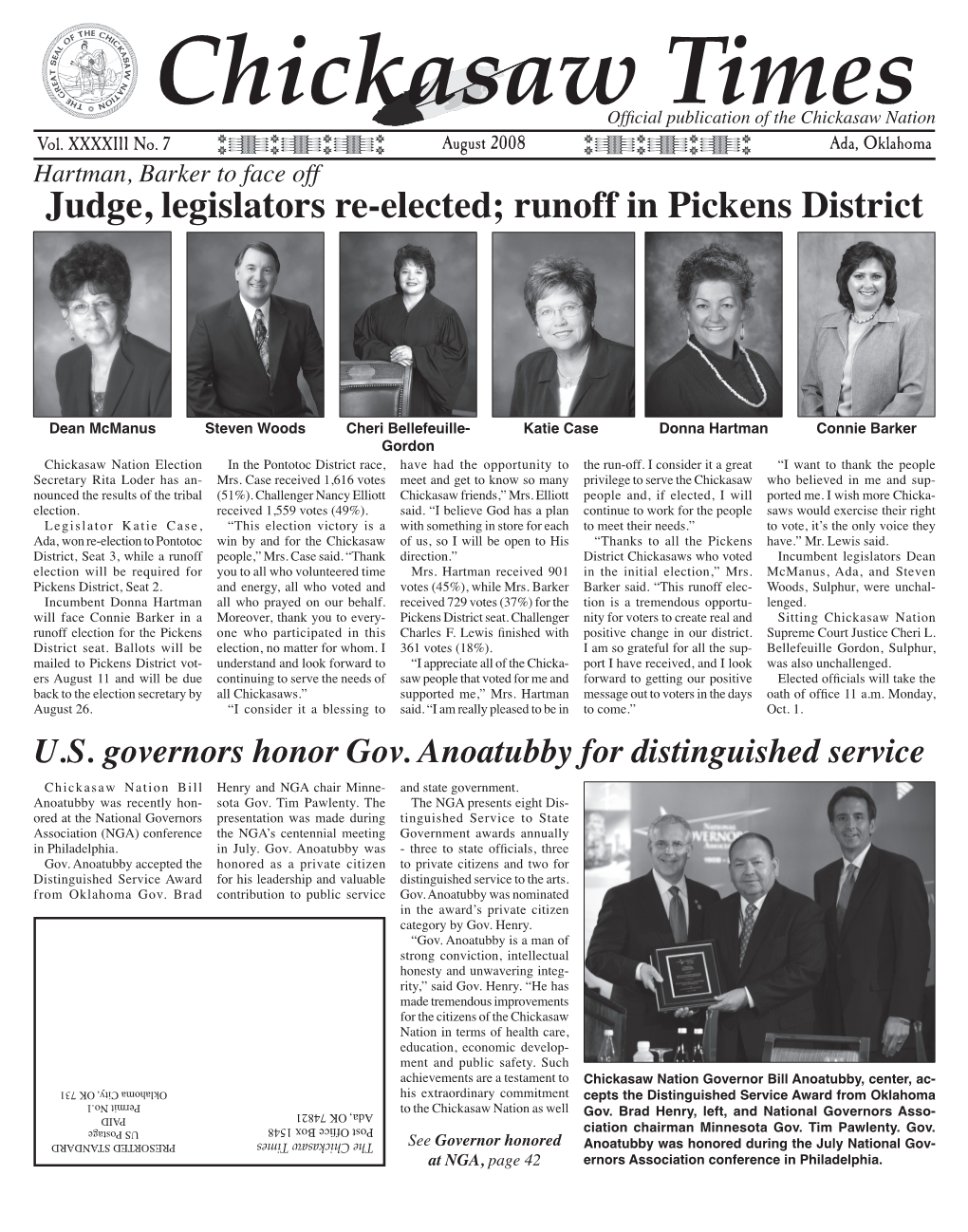 Judge, Legislators Re-Elected; Runoff in Pickens District