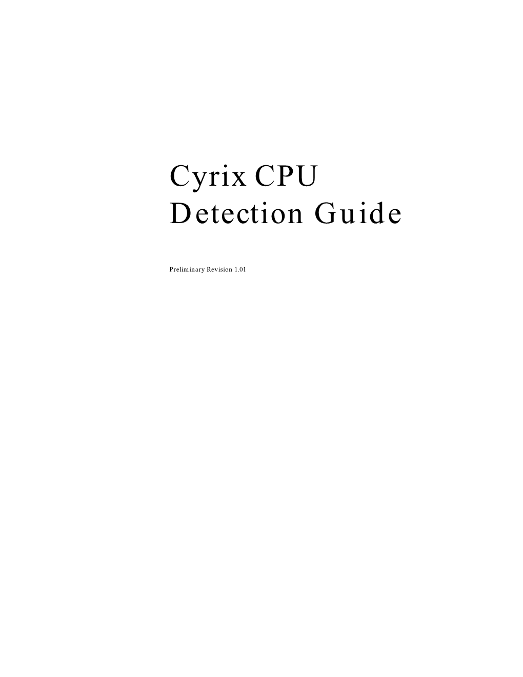 Cyrix CPU Detection Guide