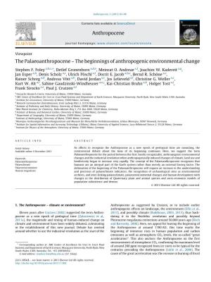 The Palaeoanthropocene – the Beginnings of Anthropogenic Environmental Change
