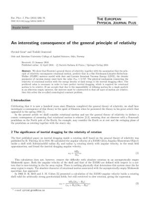 An Interesting Consequence of the General Principle of Relativity