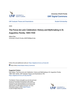 History and Mythmaking in St. Augustine, Florida, 1885-1930