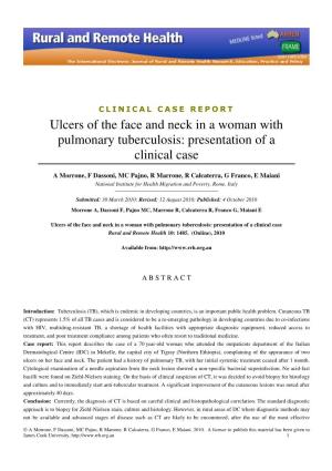Ulcers of the Face and Neck in a Woman with Pulmonary Tuberculosis: Presentation of a Clinical Case